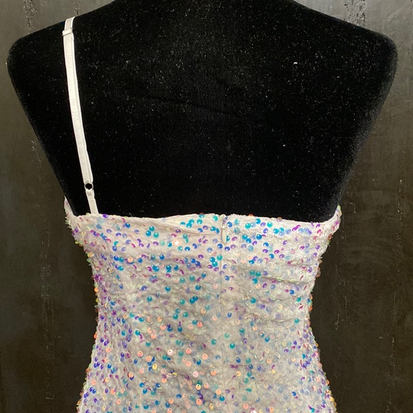 Molicuty Purple Sequins with One thin strap white dress. Size Small - Picture 4 of 11